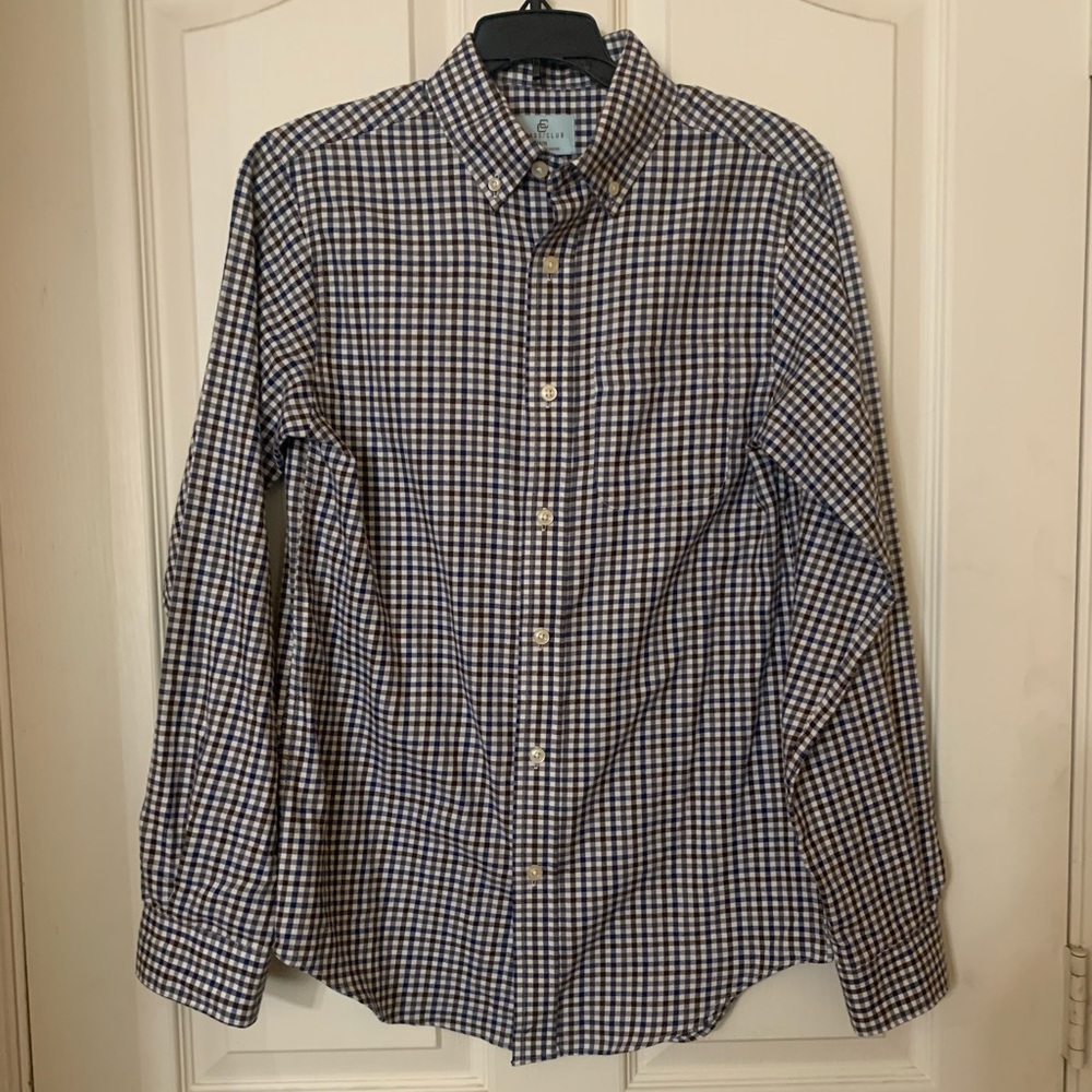 Class Club Blue/Brown Button Down 100% Cotten